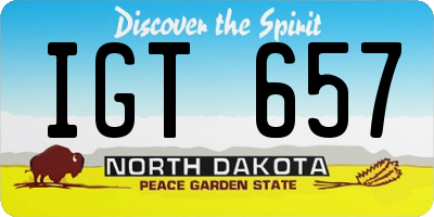 ND license plate IGT657