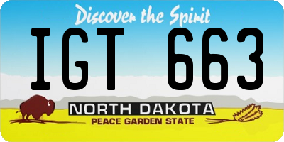 ND license plate IGT663