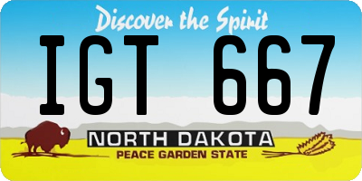 ND license plate IGT667
