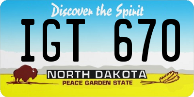 ND license plate IGT670