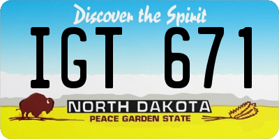 ND license plate IGT671
