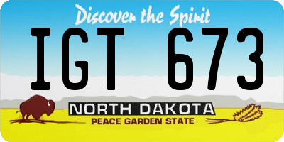 ND license plate IGT673