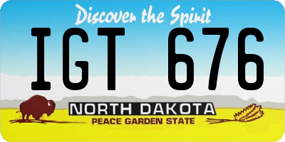 ND license plate IGT676