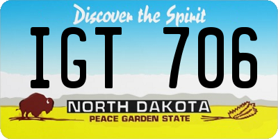 ND license plate IGT706