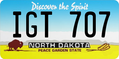 ND license plate IGT707