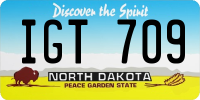 ND license plate IGT709