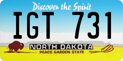 ND license plate IGT731