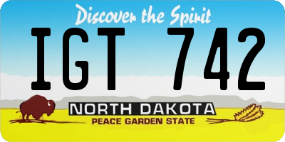 ND license plate IGT742