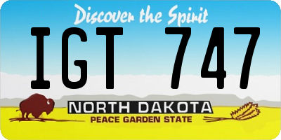 ND license plate IGT747
