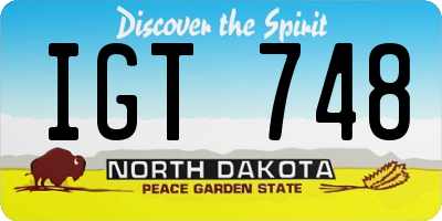 ND license plate IGT748