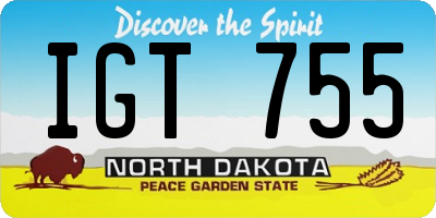 ND license plate IGT755