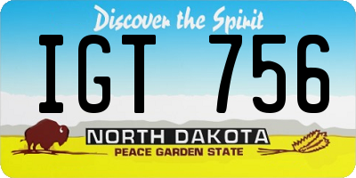 ND license plate IGT756