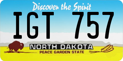 ND license plate IGT757