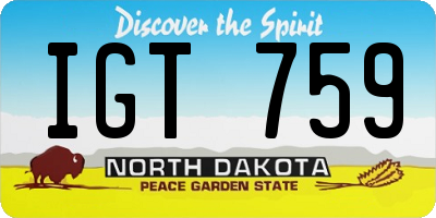 ND license plate IGT759