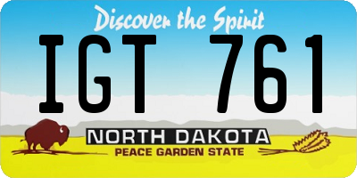 ND license plate IGT761