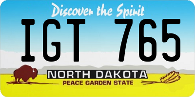 ND license plate IGT765