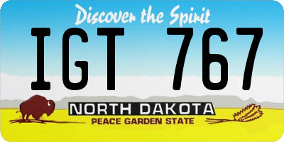 ND license plate IGT767
