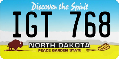 ND license plate IGT768