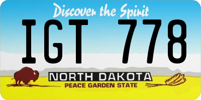 ND license plate IGT778