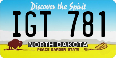 ND license plate IGT781