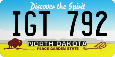 ND license plate IGT792