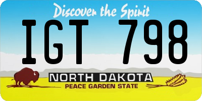 ND license plate IGT798
