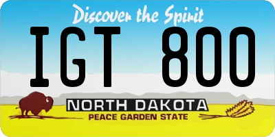 ND license plate IGT800