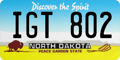 ND license plate IGT802
