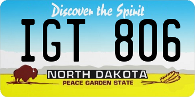 ND license plate IGT806
