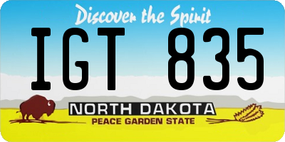 ND license plate IGT835