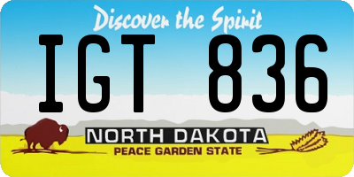 ND license plate IGT836