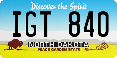 ND license plate IGT840