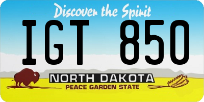 ND license plate IGT850