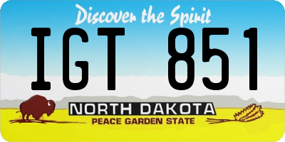 ND license plate IGT851