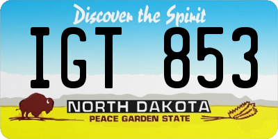 ND license plate IGT853