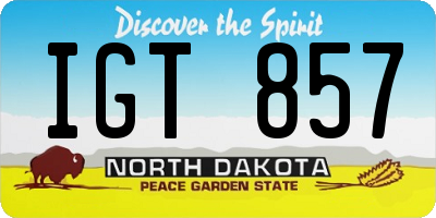 ND license plate IGT857