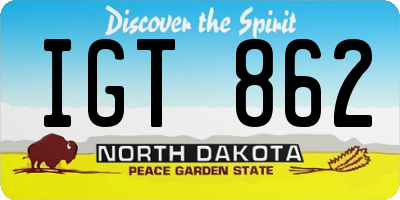 ND license plate IGT862