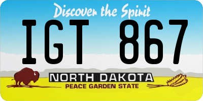 ND license plate IGT867