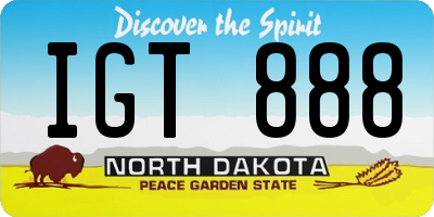 ND license plate IGT888