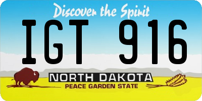 ND license plate IGT916