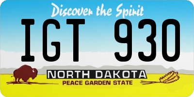 ND license plate IGT930