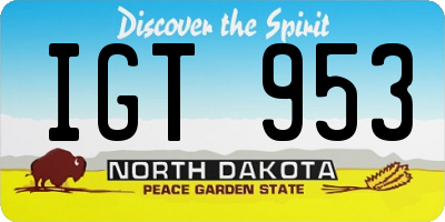 ND license plate IGT953