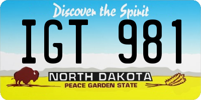 ND license plate IGT981