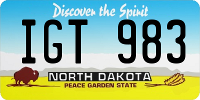 ND license plate IGT983