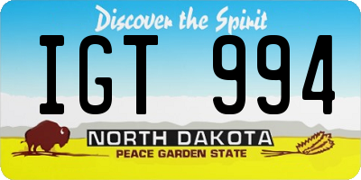ND license plate IGT994
