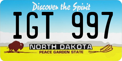 ND license plate IGT997