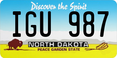 ND license plate IGU987