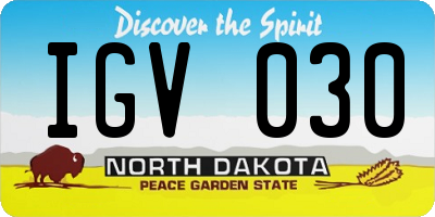 ND license plate IGV030