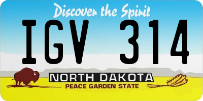 ND license plate IGV314