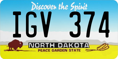 ND license plate IGV374